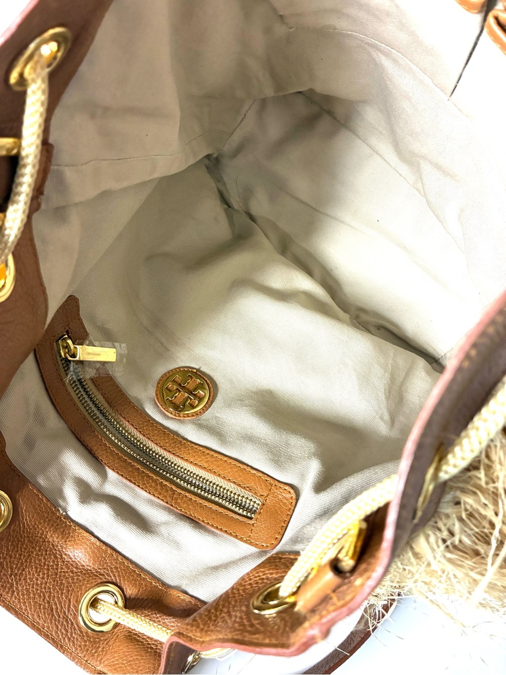 RARE Tory Burch Spring 2012 Runway Fringed Straw Convertible Backpack/Tote - Picture 6 of 10